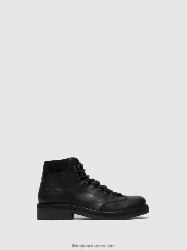 Lace-up Ankle Boots REUS075 Men Fly London 4V24RT808 BIO/OILSUEDE (VEGETAL) BLACK