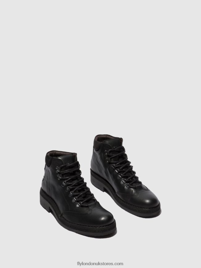 Lace-up Ankle Boots REUS075 Men Fly London 4V24RT808 BIO/OILSUEDE (VEGETAL) BLACK