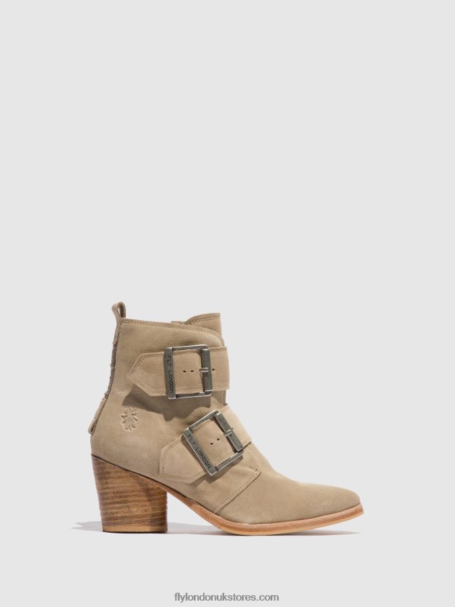 Buckle Ankle Boots ARIA827 Women Fly London 4V24RT240 SUEDE CREME