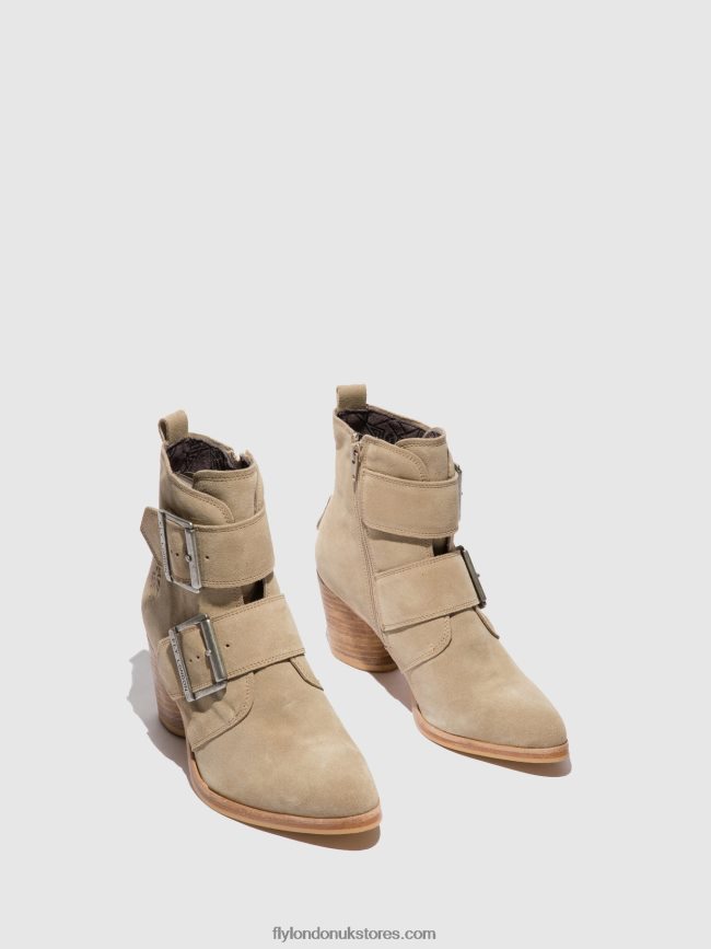 Buckle Ankle Boots ARIA827 Women Fly London 4V24RT240 SUEDE CREME