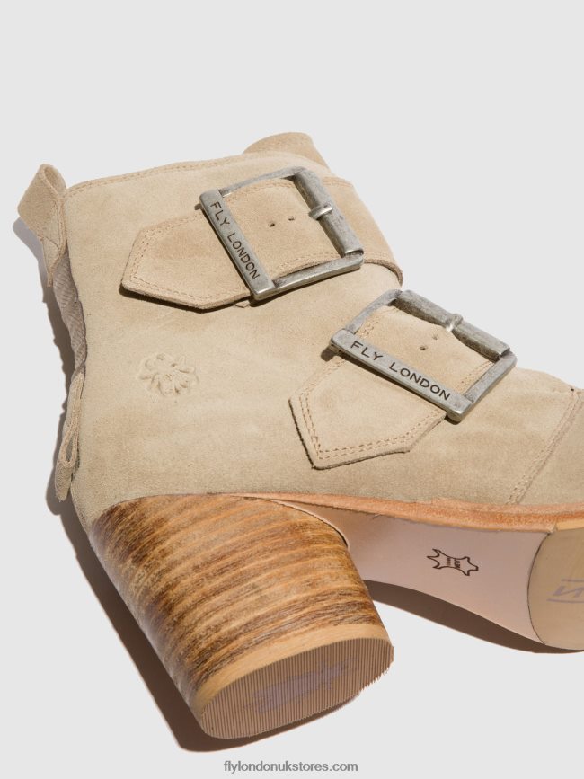 Buckle Ankle Boots ARIA827 Women Fly London 4V24RT240 SUEDE CREME