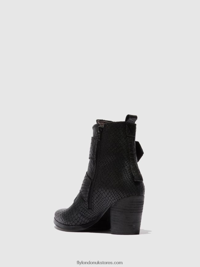 Buckle Ankle Boots ARIA827 Women Fly London 4V24RT243 CROCO BLACK