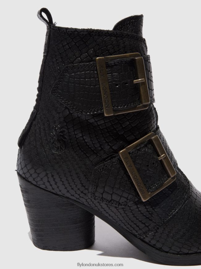 Buckle Ankle Boots ARIA827 Women Fly London 4V24RT243 CROCO BLACK