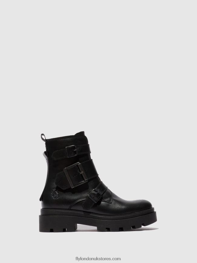 Buckle Ankle Boots JEDA817 Women Fly London 4V24RT241 NAPPA BLACK