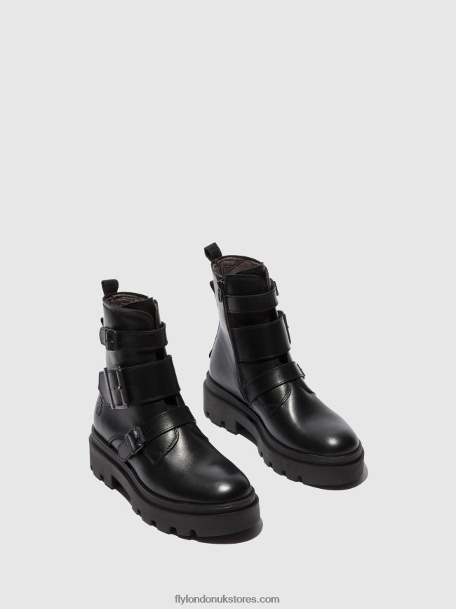 Buckle Ankle Boots JEDA817 Women Fly London 4V24RT241 NAPPA BLACK