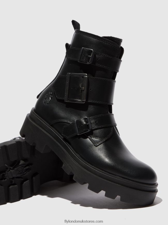 Buckle Ankle Boots JEDA817 Women Fly London 4V24RT241 NAPPA BLACK