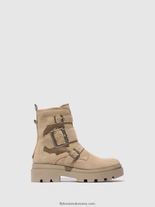 Buckle Ankle Boots JEDA817 Women Fly London 4V24RT242 SUEDE CREME