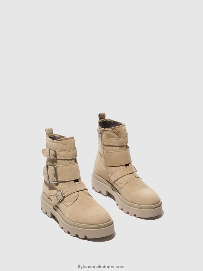 Buckle Ankle Boots JEDA817 Women Fly London 4V24RT242 SUEDE CREME