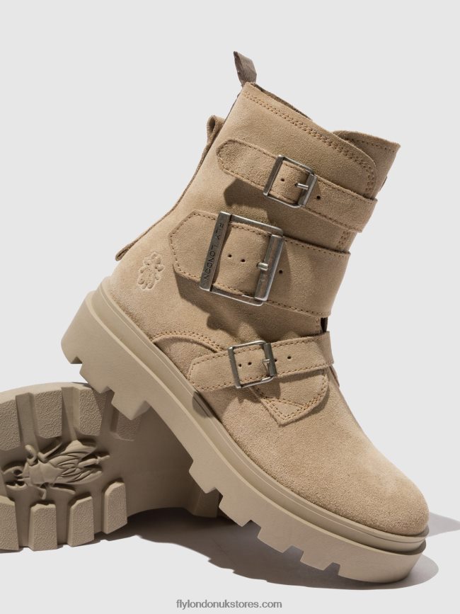 Buckle Ankle Boots JEDA817 Women Fly London 4V24RT242 SUEDE CREME