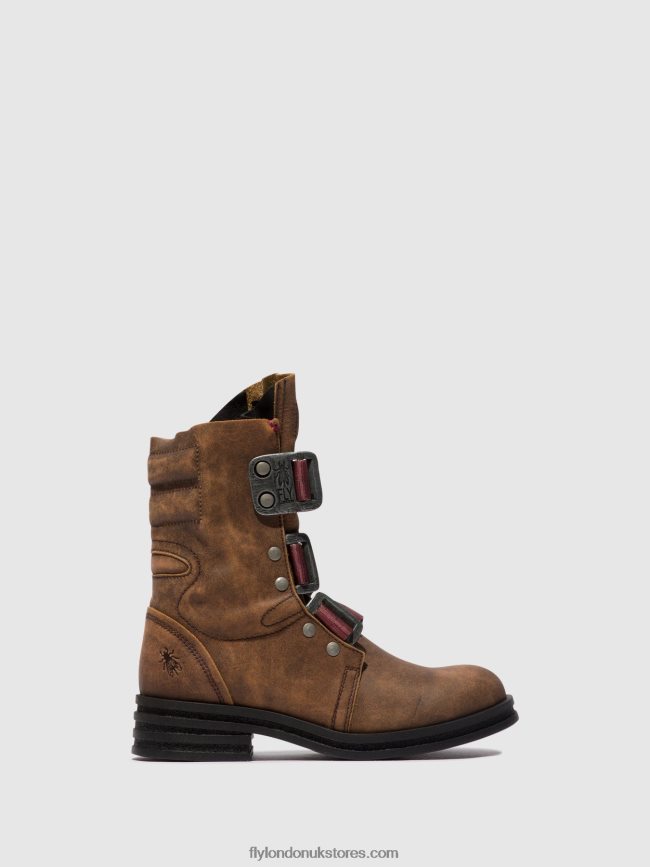 Buckle Ankle Boots KIFF682 Women Fly London 4V24RT157 BROWN
