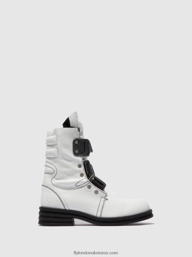 Buckle Ankle Boots KIFF682 Women Fly London 4V24RT239 RIO WHITE