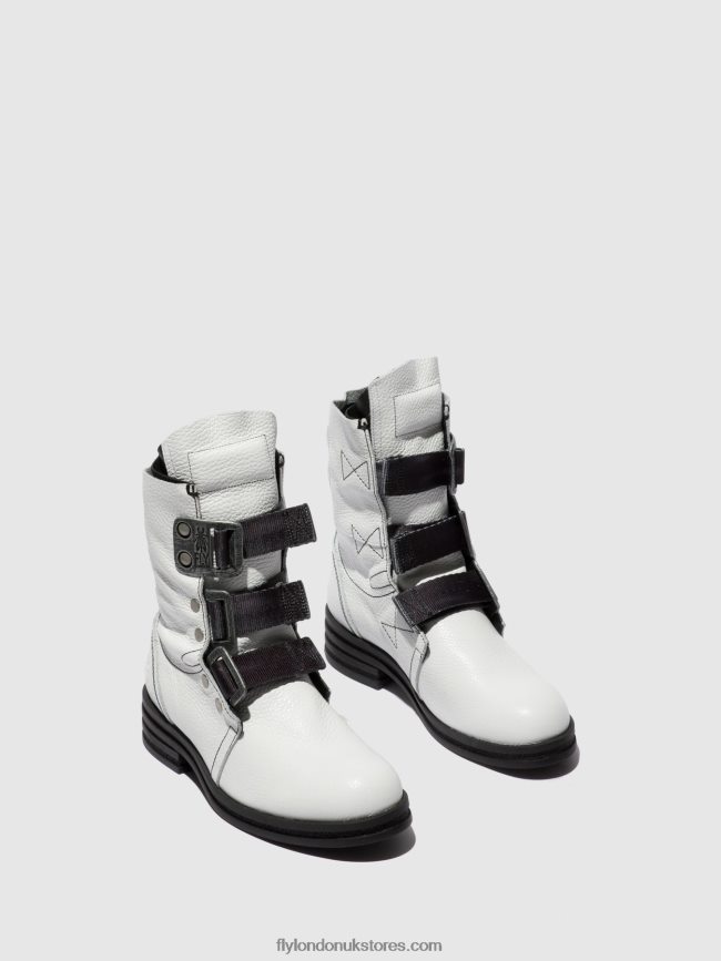 Buckle Ankle Boots KIFF682 Women Fly London 4V24RT239 RIO WHITE