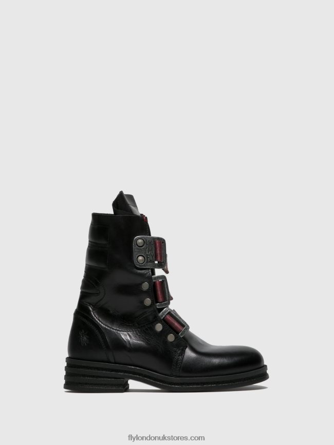 Buckle Ankle Boots KIFF682 Women Fly London 4V24RT259 RUG BLACK
