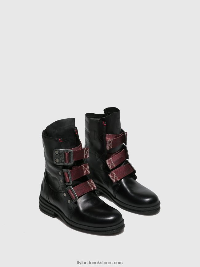 Buckle Ankle Boots KIFF682 Women Fly London 4V24RT259 RUG BLACK