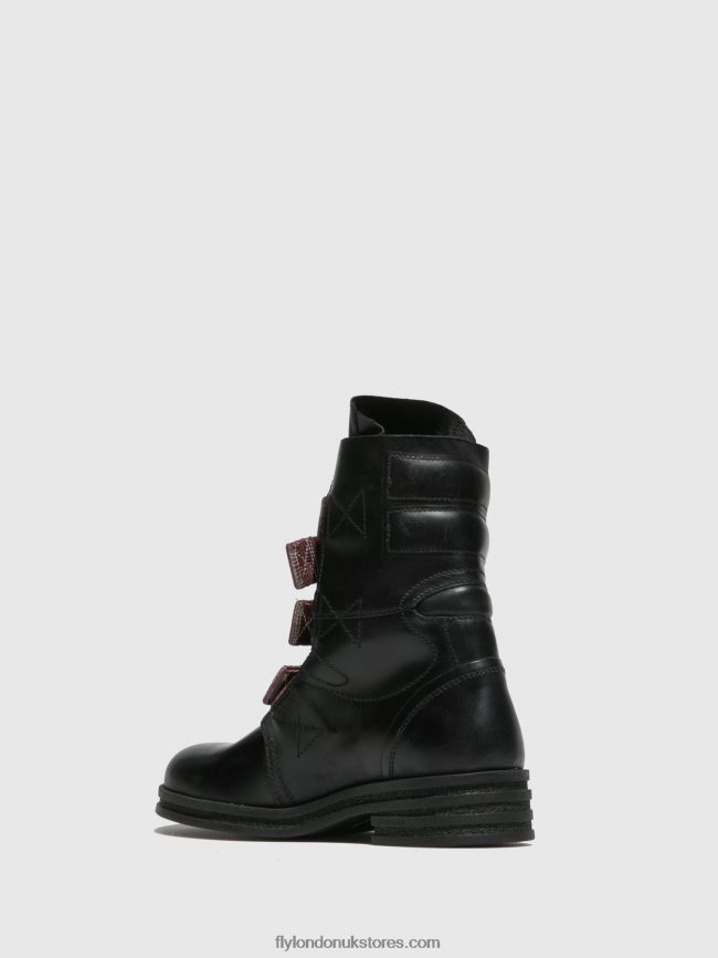 Buckle Ankle Boots KIFF682 Women Fly London 4V24RT259 RUG BLACK