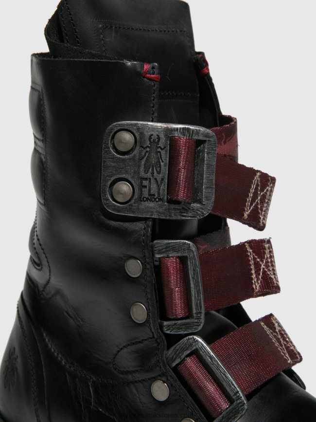 Buckle Ankle Boots KIFF682 Women Fly London 4V24RT259 RUG BLACK