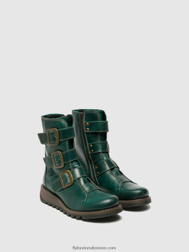 Buckle Ankle Boots SCOP110 Women Fly London 4V24RT264 PETROL