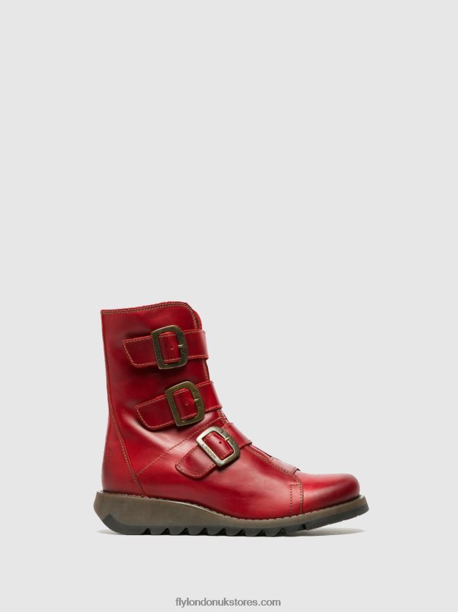 Buckle Ankle Boots SCOP110 Women Fly London 4V24RT265 RED