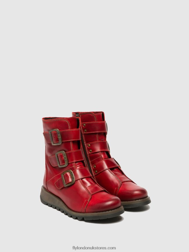 Buckle Ankle Boots SCOP110 Women Fly London 4V24RT265 RED