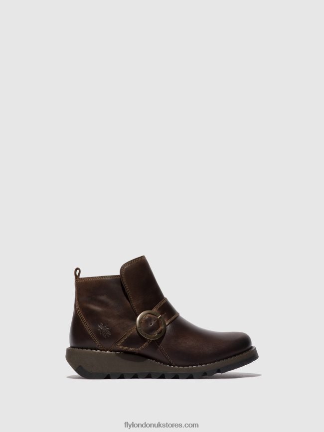 Buckle Ankle Boots SIAS812 Women Fly London 4V24RT158 DK. BROWN