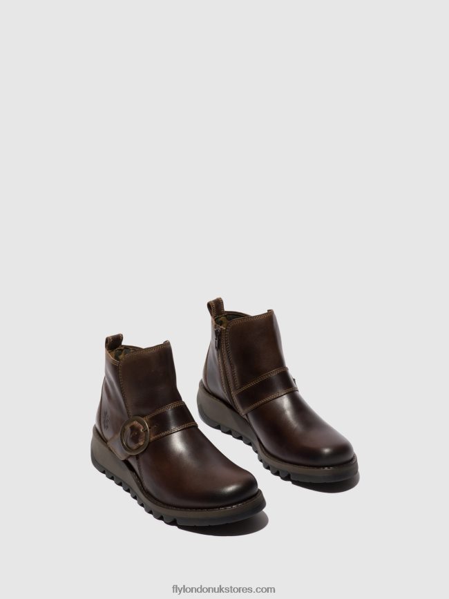 Buckle Ankle Boots SIAS812 Women Fly London 4V24RT158 DK. BROWN