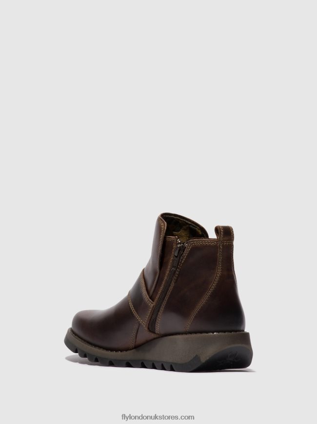 Buckle Ankle Boots SIAS812 Women Fly London 4V24RT158 DK. BROWN