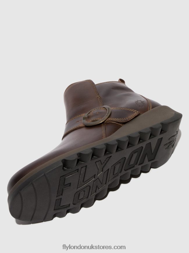 Buckle Ankle Boots SIAS812 Women Fly London 4V24RT158 DK. BROWN