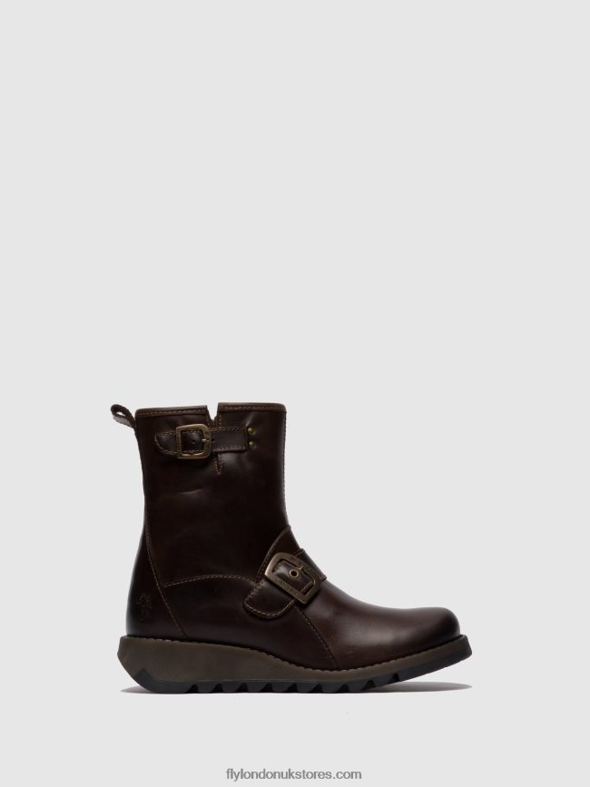 Buckle Ankle Boots SINO525 Women Fly London 4V24RT266 DK.BROWN
