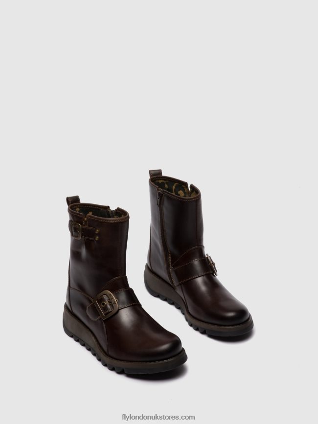Buckle Ankle Boots SINO525 Women Fly London 4V24RT266 DK.BROWN