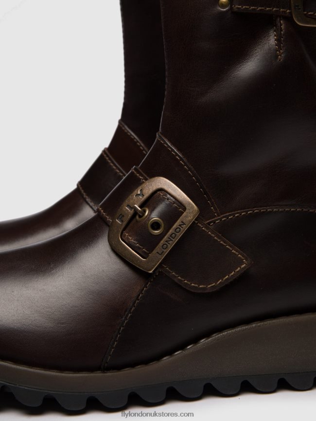 Buckle Ankle Boots SINO525 Women Fly London 4V24RT266 DK.BROWN