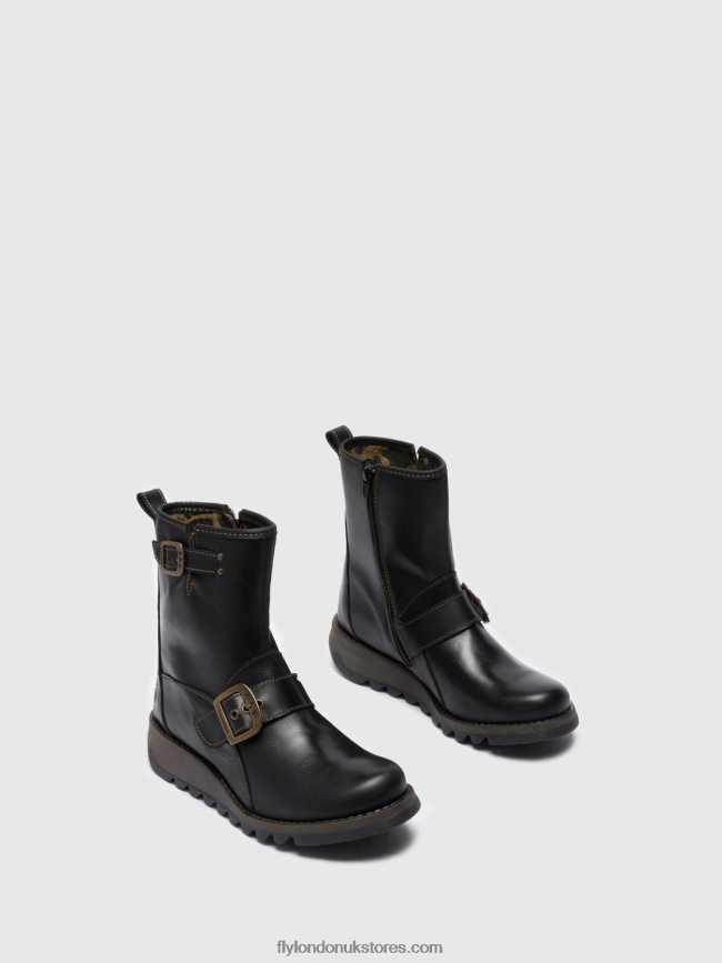 Buckle Ankle Boots SINO525 Women Fly London 4V24RT282 BLACK