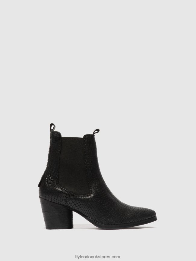 Chelsea Ankle Boots ADEN824 Women Fly London 4V24RT235 CROCO BLACK