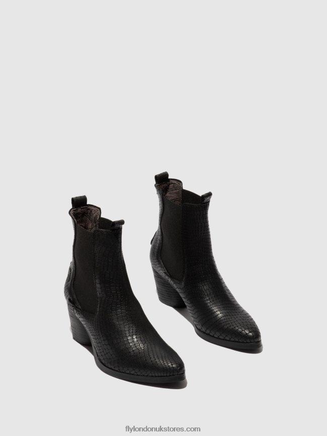 Chelsea Ankle Boots ADEN824 Women Fly London 4V24RT235 CROCO BLACK