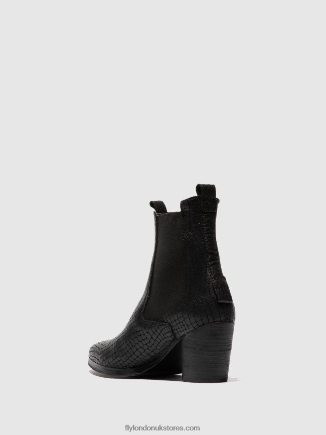 Chelsea Ankle Boots ADEN824 Women Fly London 4V24RT235 CROCO BLACK