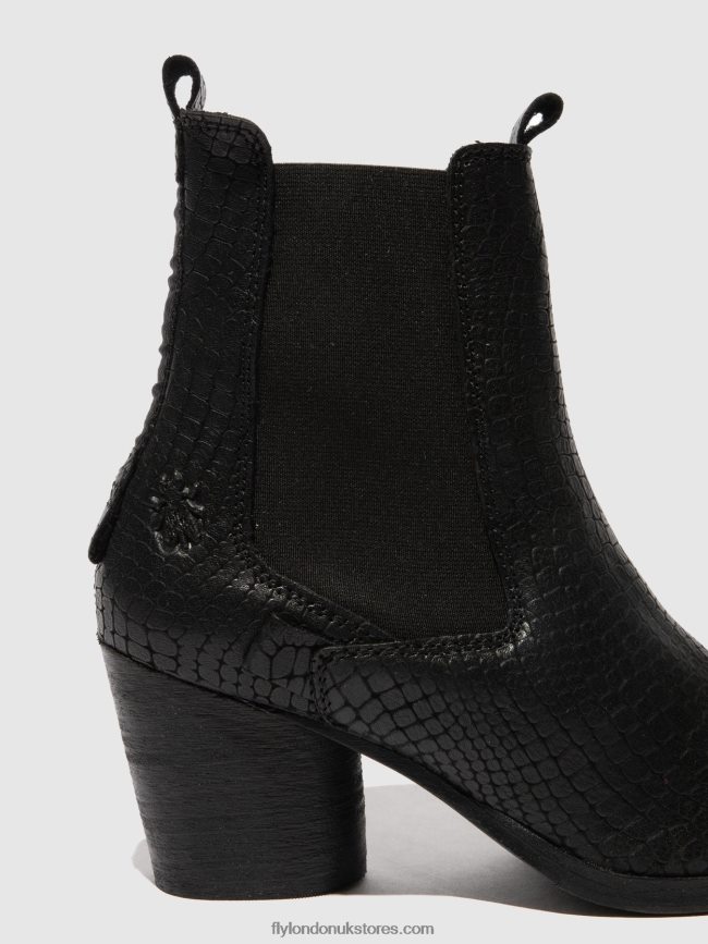 Chelsea Ankle Boots ADEN824 Women Fly London 4V24RT235 CROCO BLACK