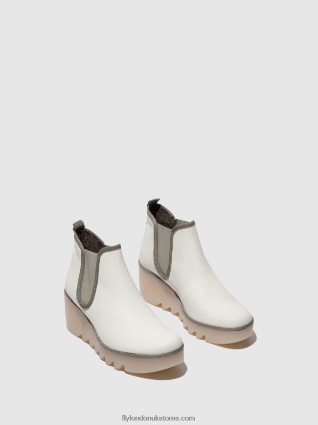 Chelsea Ankle Boots BYNE349 Women Fly London 4V24RT144 WHITE (MILKY SOLE)