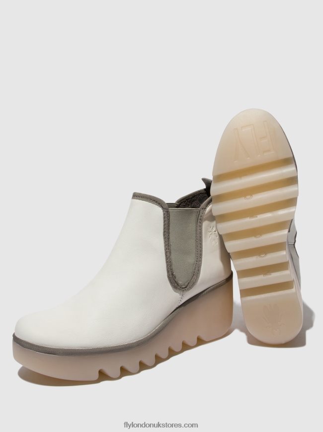 Chelsea Ankle Boots BYNE349 Women Fly London 4V24RT144 WHITE (MILKY SOLE)