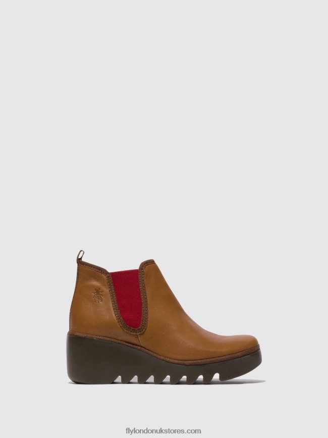 Chelsea Ankle Boots BYNE349 Women Fly London 4V24RT152 CUOIO (RED ELASTIC)