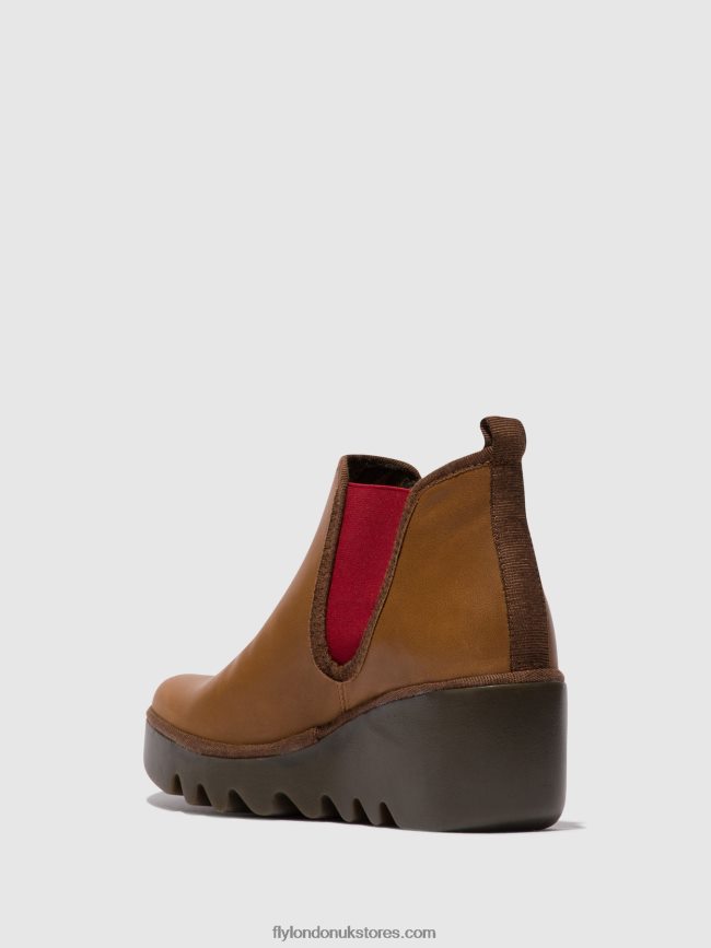 Chelsea Ankle Boots BYNE349 Women Fly London 4V24RT152 CUOIO (RED ELASTIC)