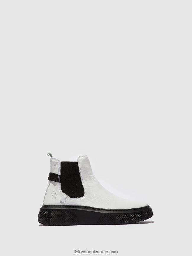 Chelsea Ankle Boots EBBE479 Women Fly London 4V24RT169 DUBLIN WHITE (BLACK SOLE)