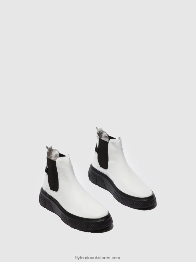 Chelsea Ankle Boots EBBE479 Women Fly London 4V24RT169 DUBLIN WHITE (BLACK SOLE)