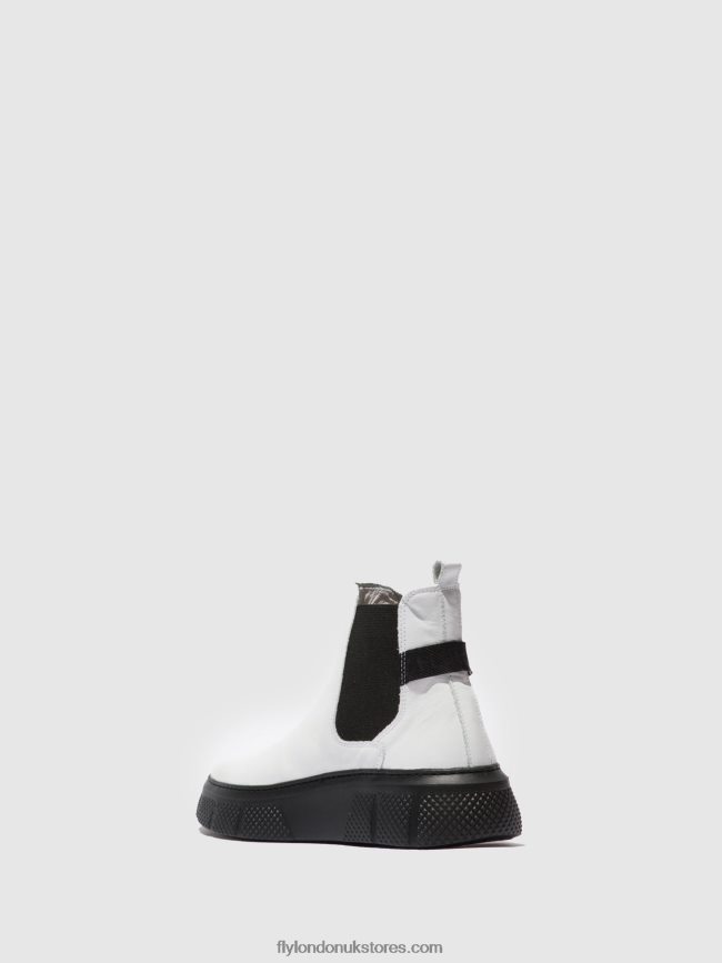 Chelsea Ankle Boots EBBE479 Women Fly London 4V24RT169 DUBLIN WHITE (BLACK SOLE)