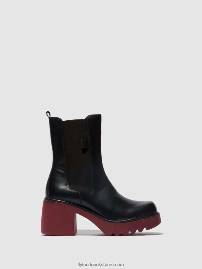 Chelsea Ankle Boots MOYA25 Women Fly London 4V24RT129 BLACK (WINE SOLE)