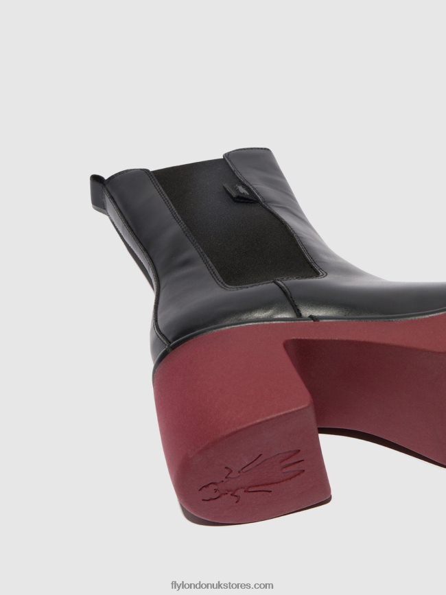 Chelsea Ankle Boots MOYA25 Women Fly London 4V24RT129 BLACK (WINE SOLE)