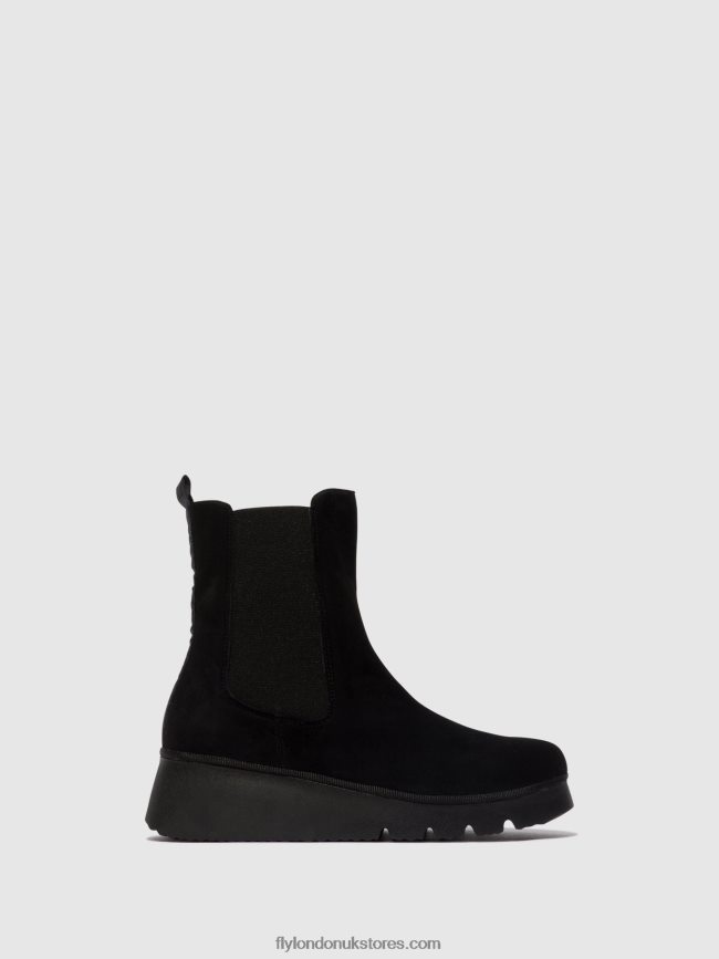 Chelsea Ankle Boots PATY405 Women Fly London 4V24RT6 KID SUEDE BLACK