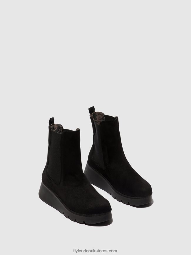 Chelsea Ankle Boots PATY405 Women Fly London 4V24RT6 KID SUEDE BLACK