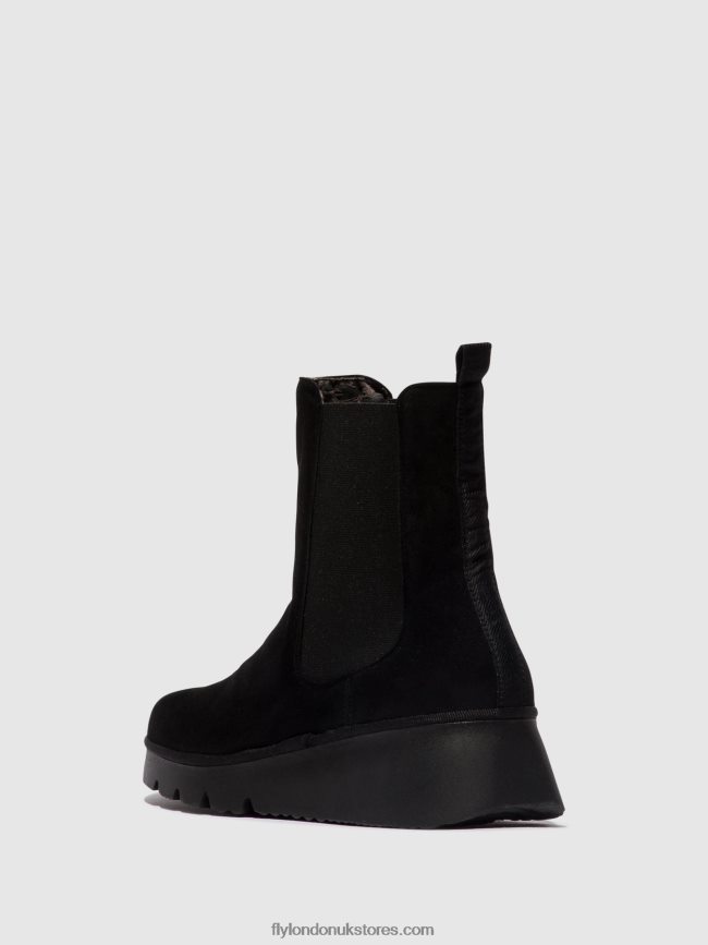 Chelsea Ankle Boots PATY405 Women Fly London 4V24RT6 KID SUEDE BLACK