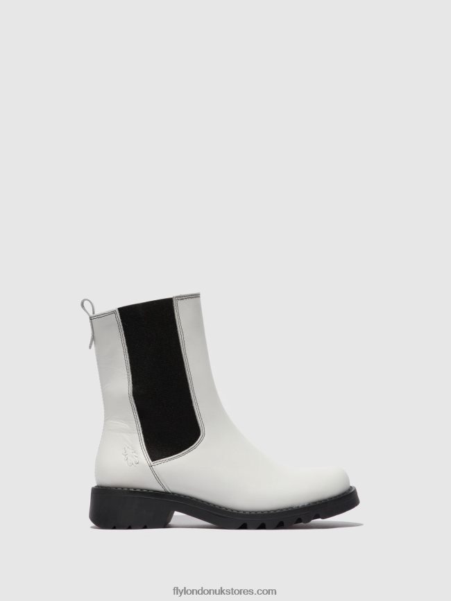 Chelsea Ankle Boots REIN795 Women Fly London 4V24RT217 RUG OFFWHITE (BLACK)