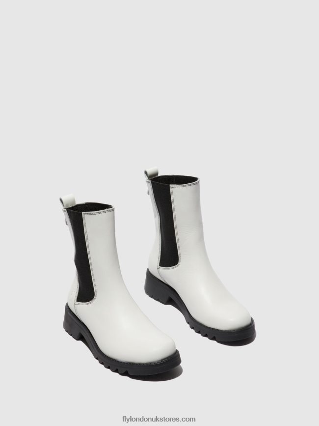 Chelsea Ankle Boots REIN795 Women Fly London 4V24RT217 RUG OFFWHITE (BLACK)