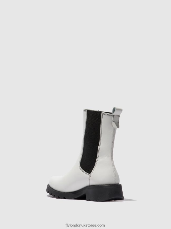 Chelsea Ankle Boots REIN795 Women Fly London 4V24RT217 RUG OFFWHITE (BLACK)